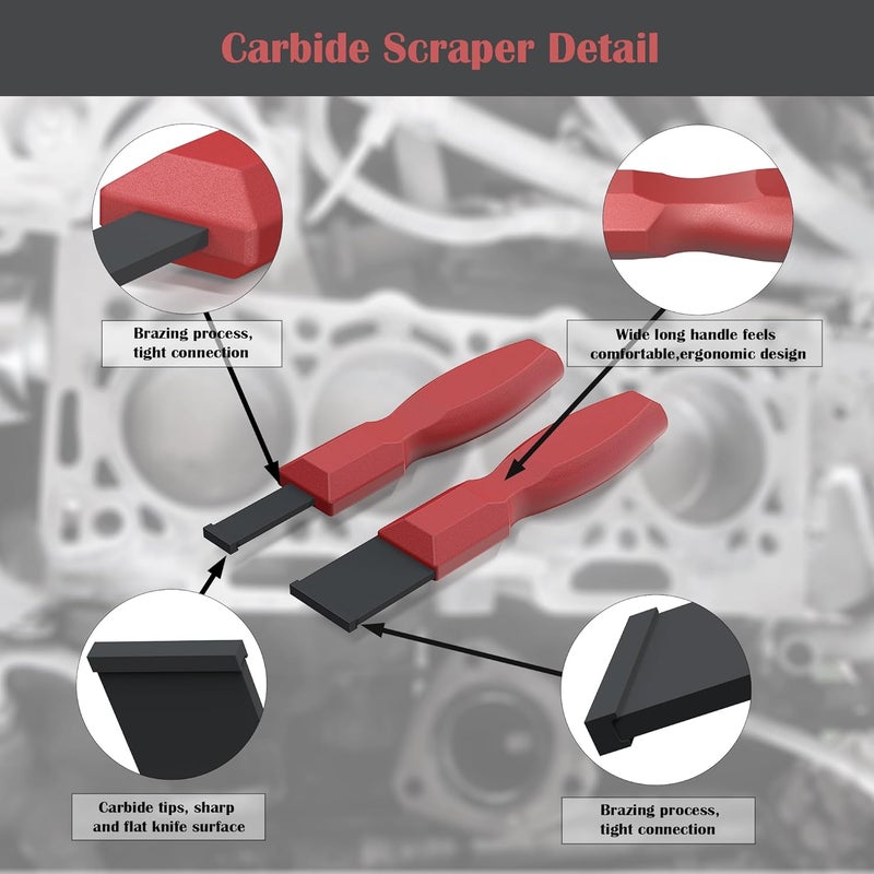 OUXIO Store Carbide Scraper, Super Carbide Gasket Scraper for Metal and Automotive, 1-1/4 Inch and 5/8 Inch Carbide Scraper Set (2-Piece) - Image 3